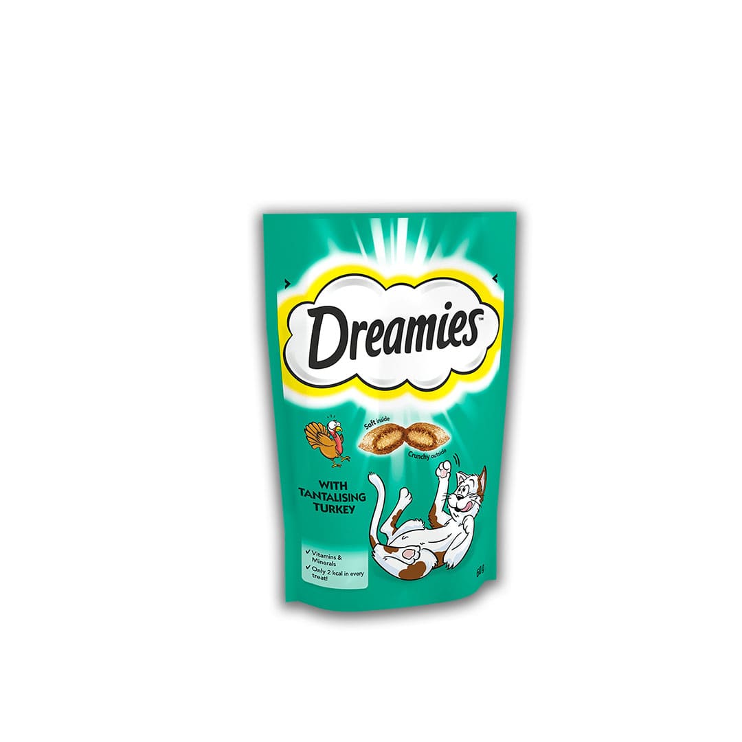 Dreamies Cat Food With Tantalising Turkey 60gm Dreamies Cat Food With Tantalising Turkey 60gm